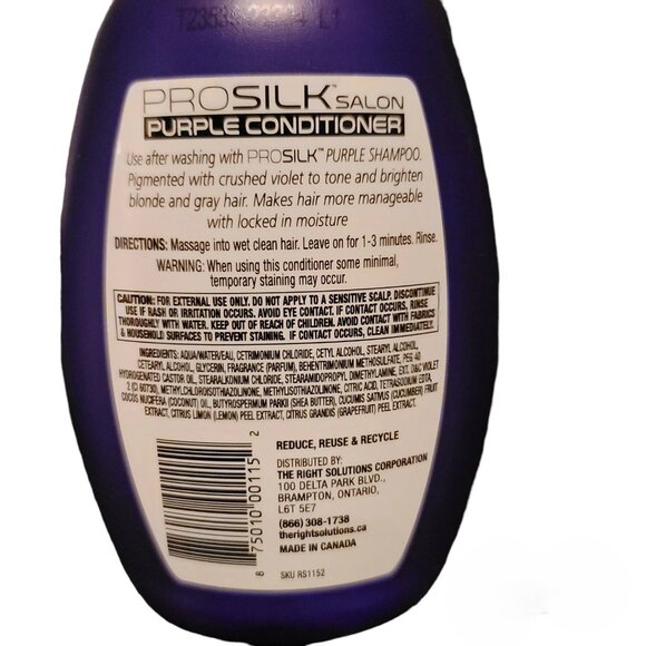 Pro Silk Salon Purple Conditioner With Coconut Oil & Shea Butter 14 Fl Oz - Picture 2 of 2